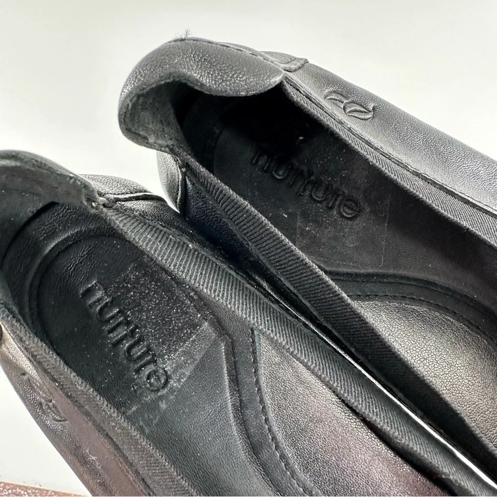 Nurture womens flats size 5.5 black leather platforms chunky